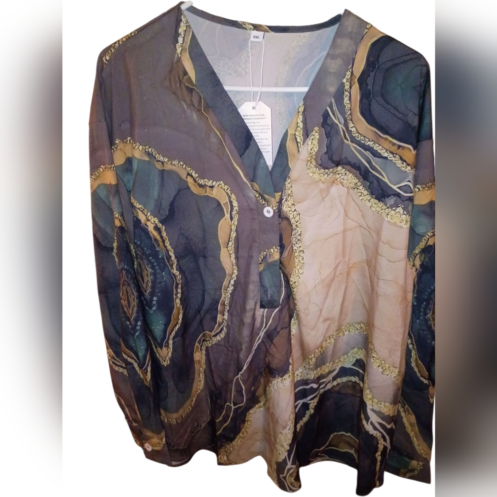 Women's Abstract Patterned Blouse Size XXL Nwt